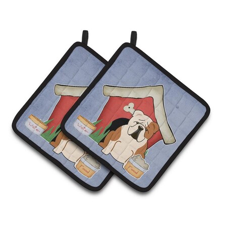 Carolines Treasures Dog House Collection English Bulldog Fawn White Pair of Pot Holders BB2879PTHD